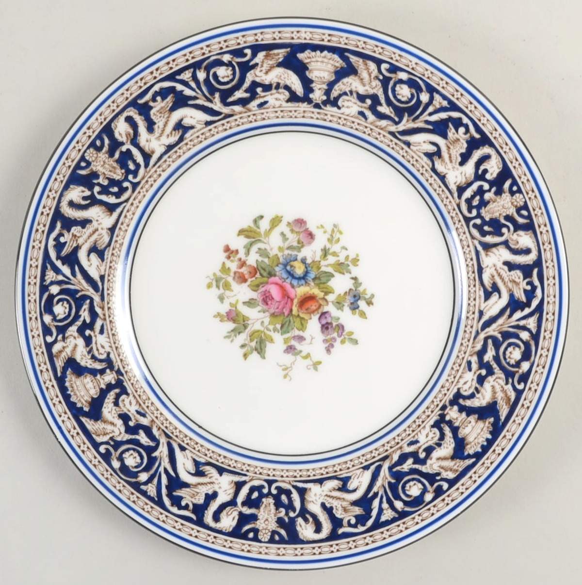 Florentine Dark Blue Rim (Floral Center) Salad Plate by Wedgwood-1