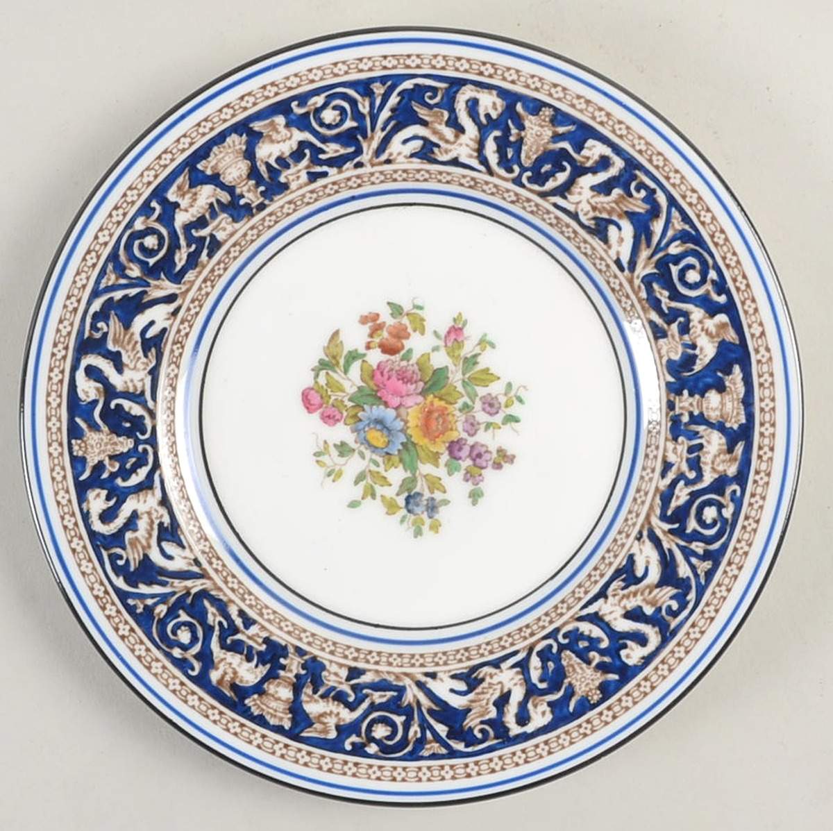 Florentine Dark Blue Rim (Floral Center) Bread & Butter Plate by Wedgwood-1