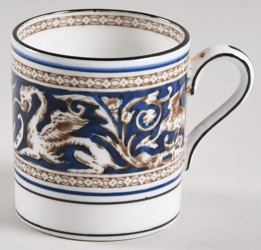 Florentine Dark Blue Rim (Floral Center) Bond Shape Demitasse Cup by Wedgwood-1