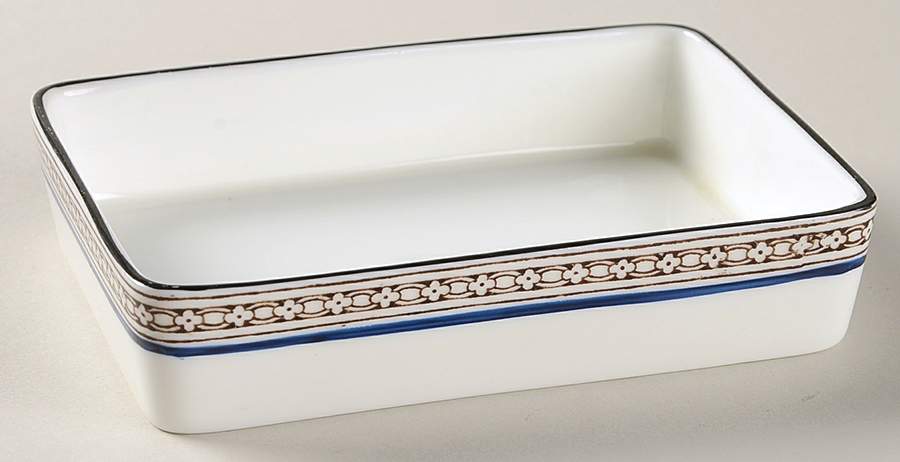 Florentine Dark Blue Rim (Floral Center) Cigarette Box No Lid by Wedgwood-1