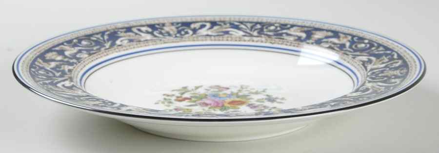 Florentine Dark Blue Rim (Floral Center) Large Rim Soup Bowl by Wedgwood-1