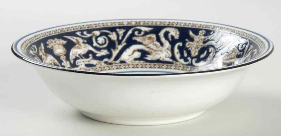 Florentine Dark Blue Rim (Floral Center) Coupe Cereal Bowl by Wedgwood-1