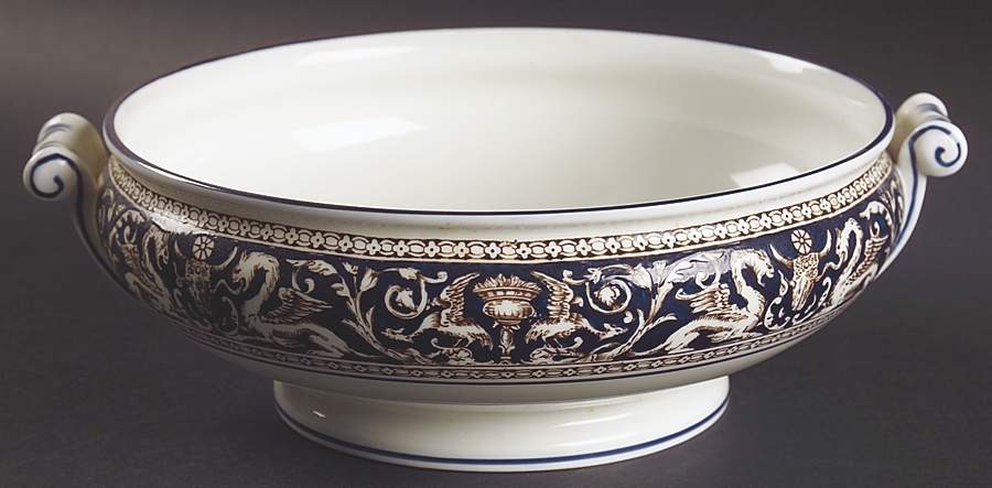 Florentine Dark Blue Rim (Floral Center) Round Vegetable No Lid by Wedgwood-1