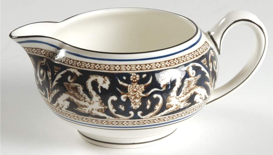 Florentine Dark Blue Rim (Floral Center) 146 Shape Creamer by Wedgwood-1