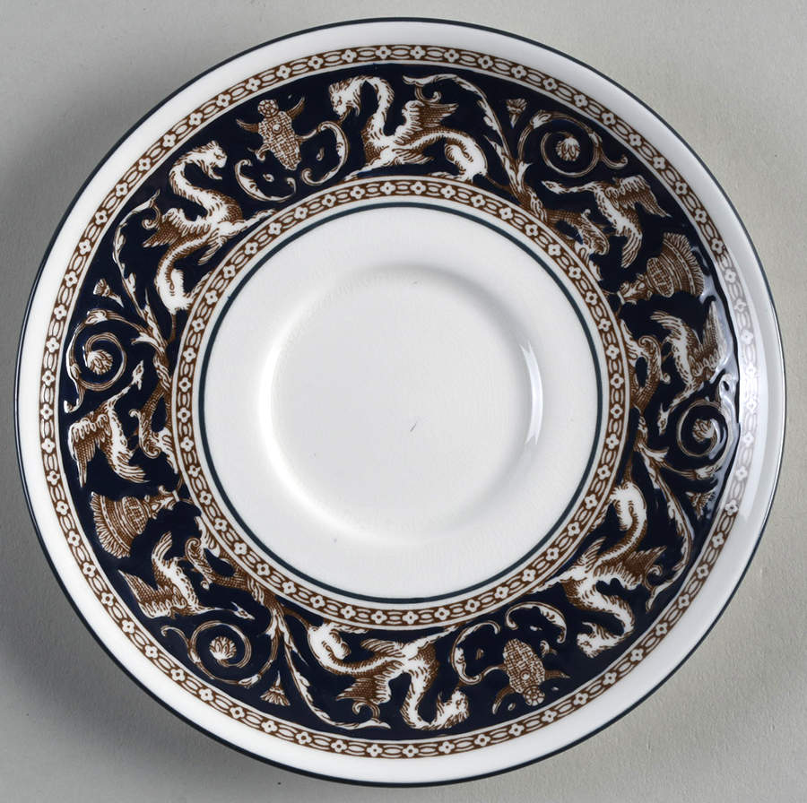 Florentine Dark Blue Rim (No Center Design) Saucer for Cream Soup Bowl by Wedgwood-1