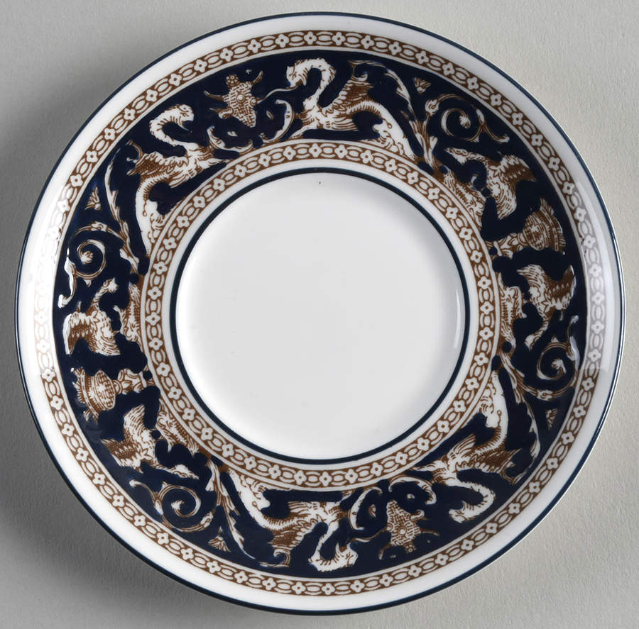 Florentine Dark Blue Rim (No Center Design) Saucer for Bond Shape Demitasse Cup by Wedgwood-1