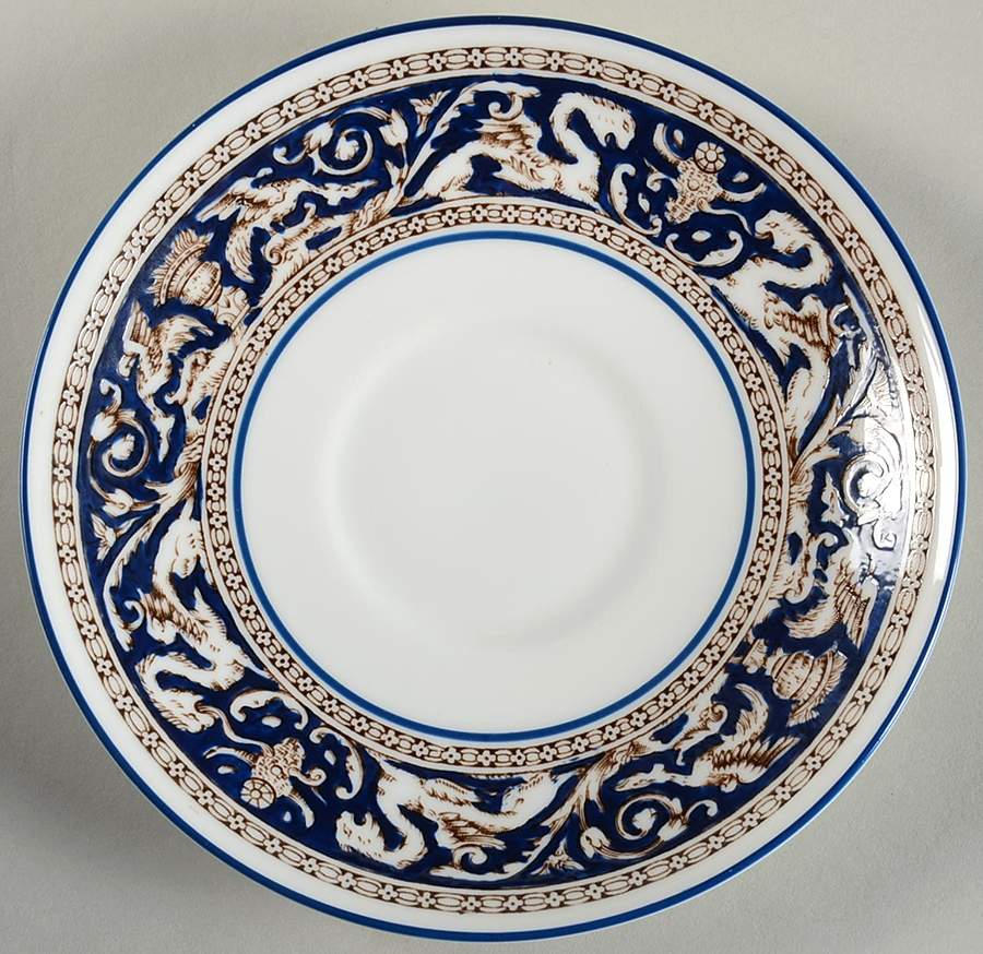 Florentine Dark Blue Rim (No Center Design) Saucer for Peony Shape Footed Cup by Wedgwood-1