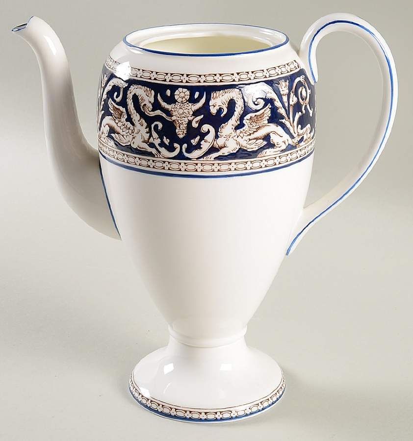 Florentine Dark Blue Rim (No Center Design) Coffee Pot No Lid by Wedgwood-1