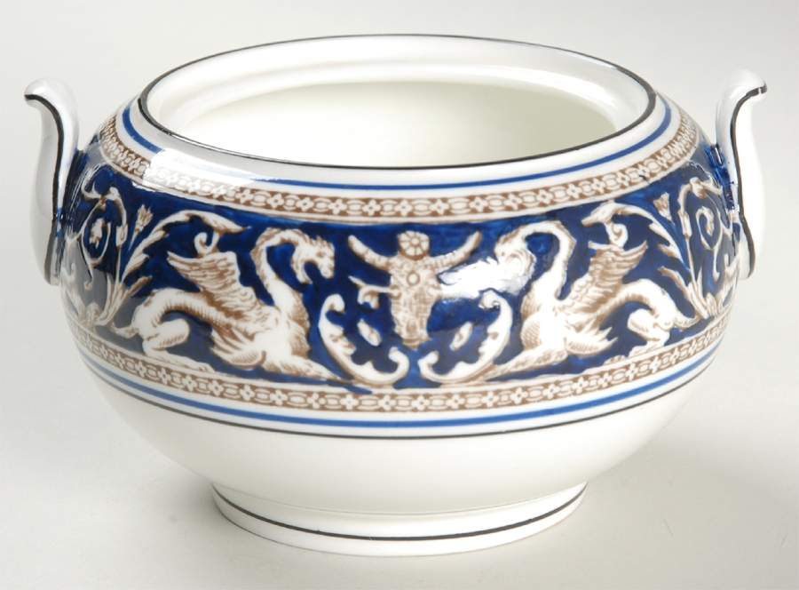 Florentine Dark Blue Rim (No Center Design) 146 Shape Sugar Bowl No Lid by Wedgwood-1
