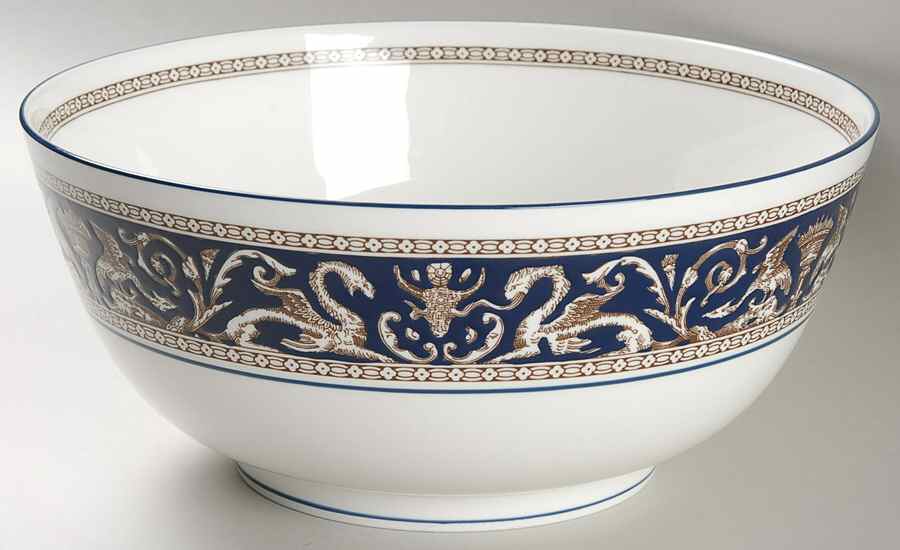 Florentine Dark Blue Rim (No Center Design) 9" Salad Serving Bowl by Wedgwood-1