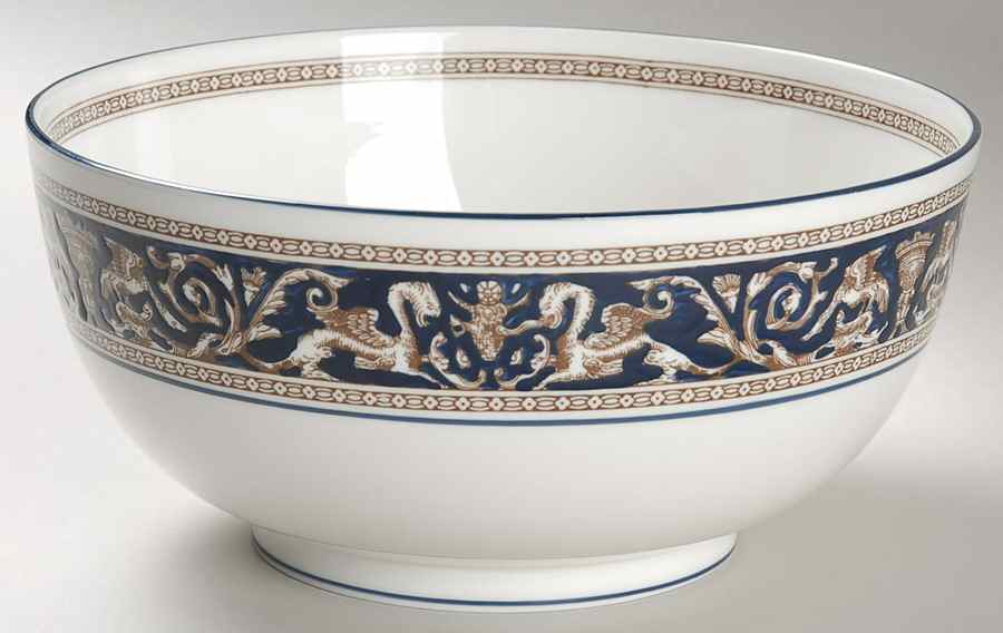 Florentine Dark Blue Rim (No Center Design) 8" Salad Serving Bowl by Wedgwood-1