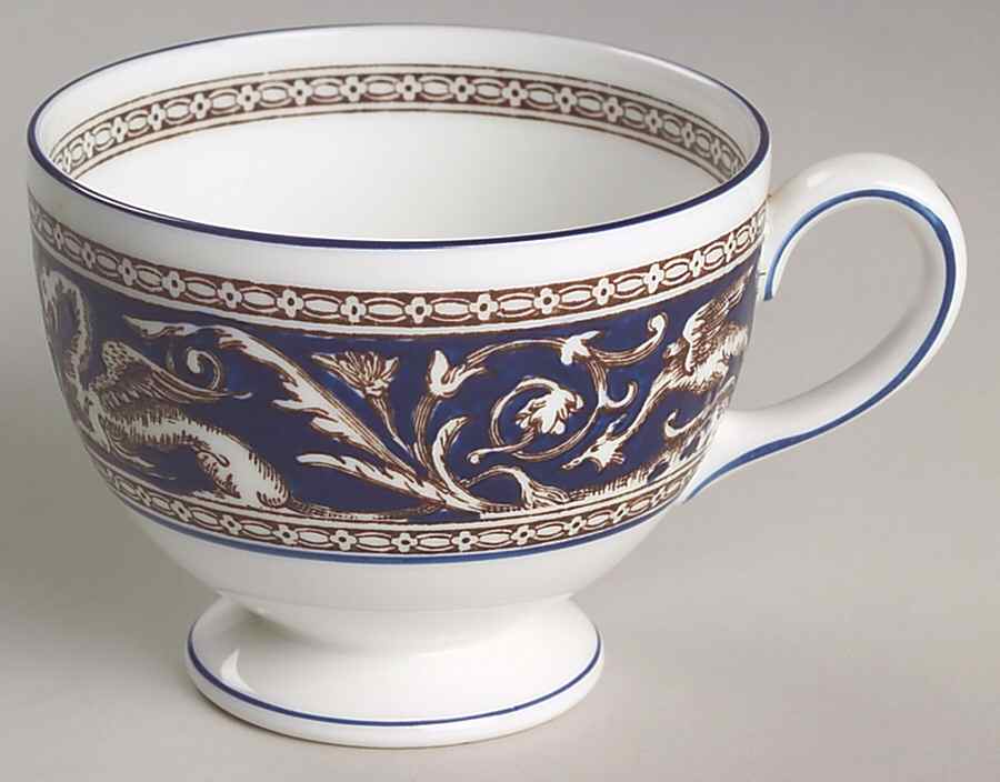 Florentine Dark Blue Rim (No Center Design) Leigh Shape Footed Cup by Wedgwood-1