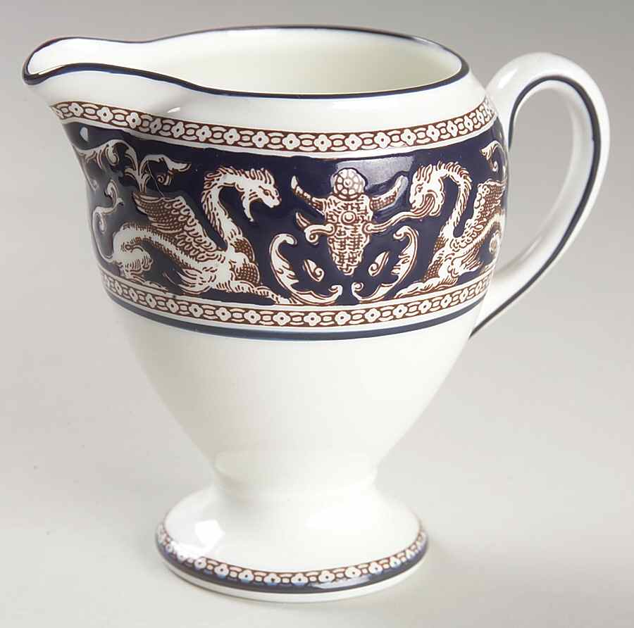 Florentine Dark Blue Rim (No Center Design) Globe Shape Creamer by Wedgwood-1
