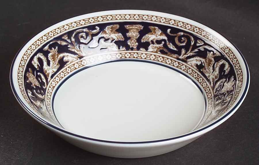 Florentine Dark Blue Rim (No Center Design) Fruit/Dessert (Sauce) Bowl by Wedgwood-1
