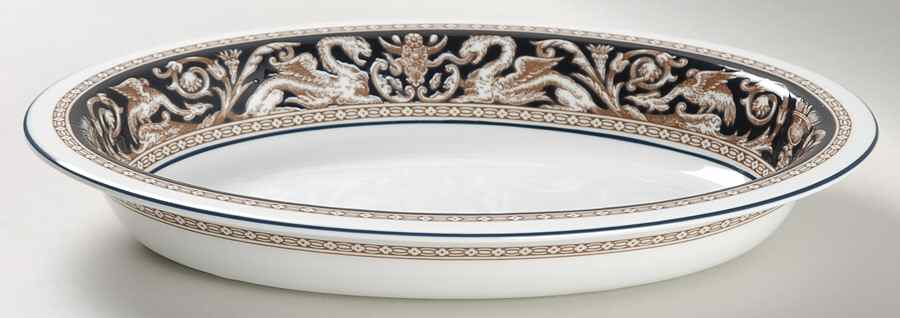 Florentine Dark Blue Rim (No Center Design) 10" Oval Vegetable Bowl by Wedgwood-1