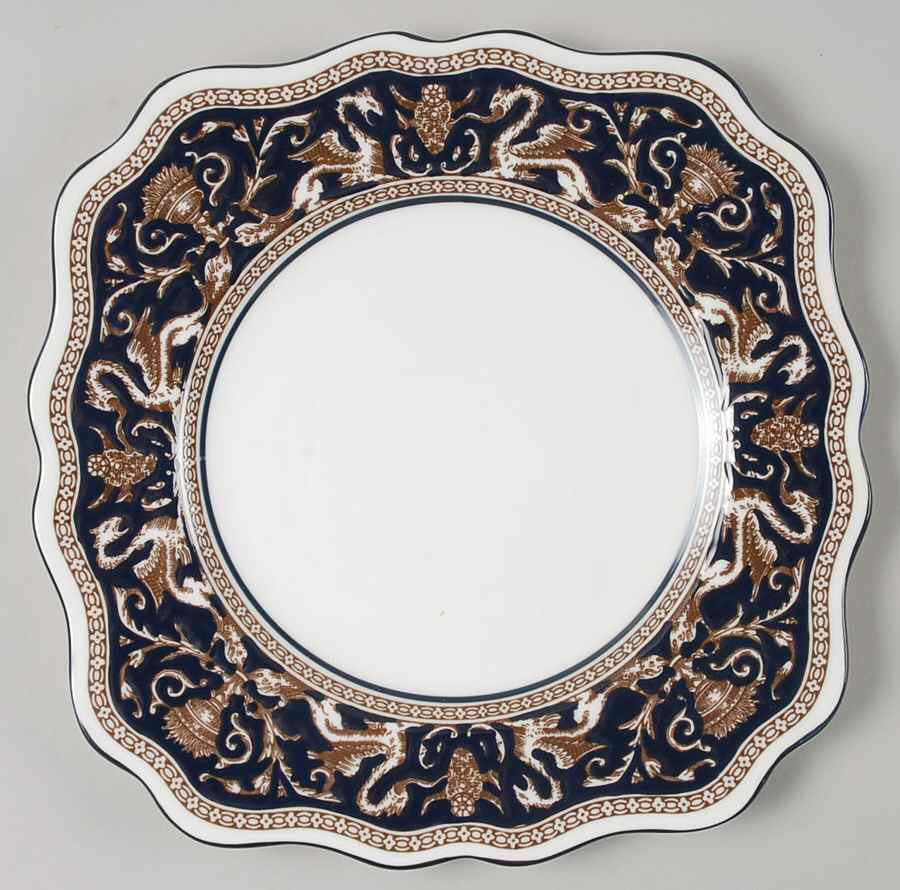 Florentine Dark Blue Rim (No Center Design) Square Luncheon Plate by Wedgwood-1
