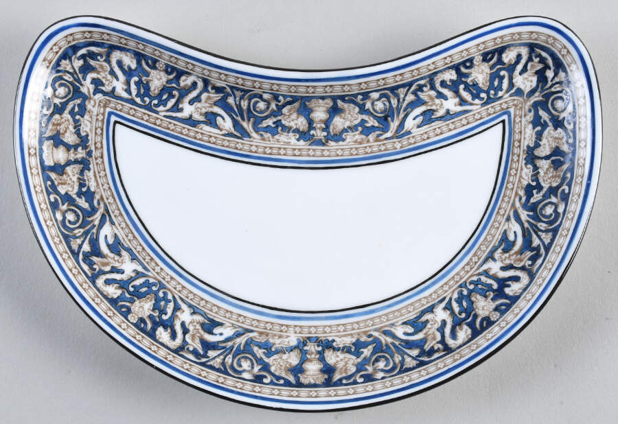 Florentine Blue (No Center Design, Black Trim) Crescent Salad Plate by Wedgwood-1