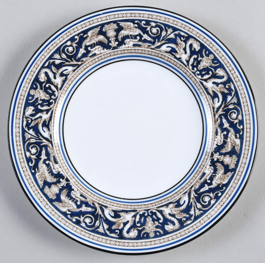 Florentine Blue (No Center Design, Black Trim) Dessert/Pie Plate by Wedgwood-1