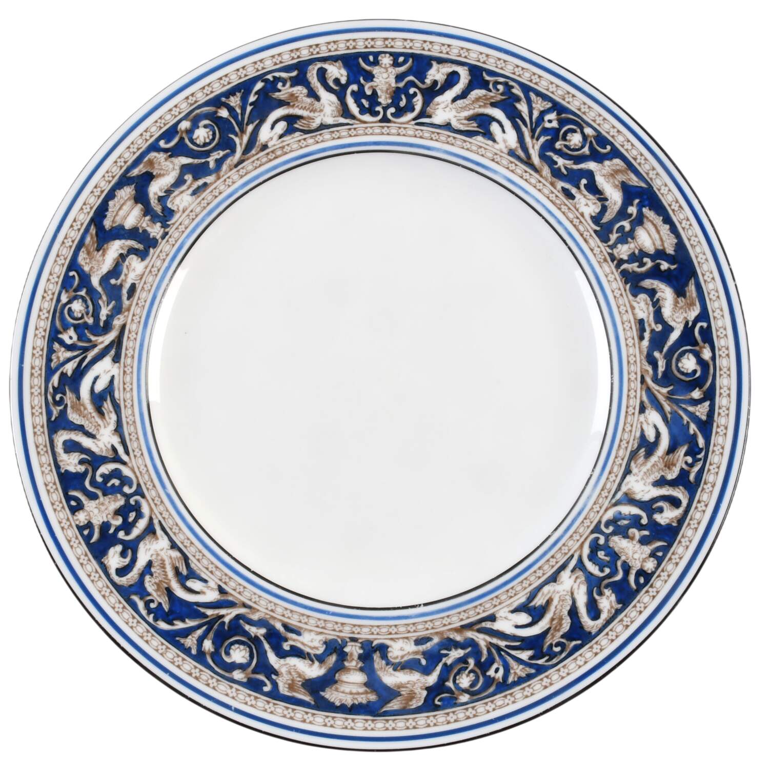 Florentine Blue (No Center Design, Black Trim) Luncheon Plate by Wedgwood-1