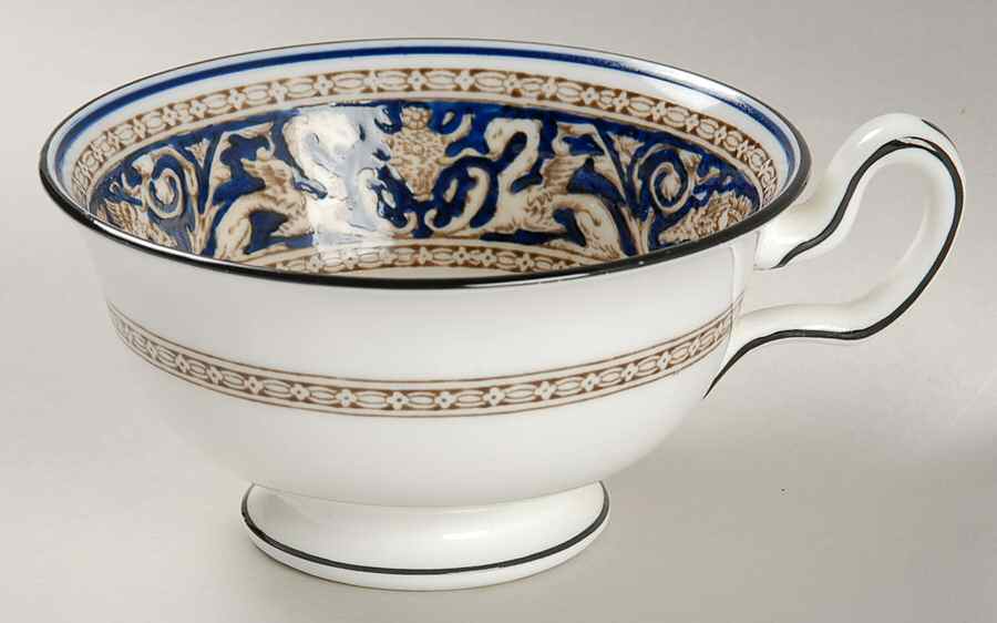 Florentine Blue (No Center Design, Black Trim) Footed Cup by Wedgwood-1