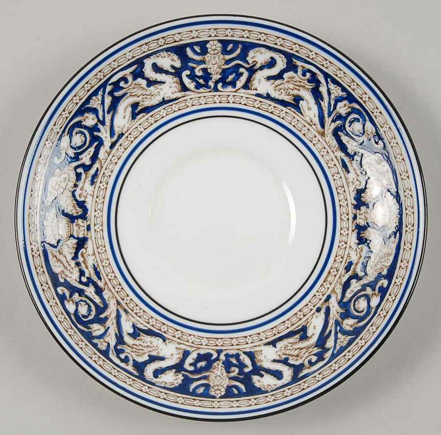 Florentine Blue (No Center Design, Black Trim) Saucer by Wedgwood-1