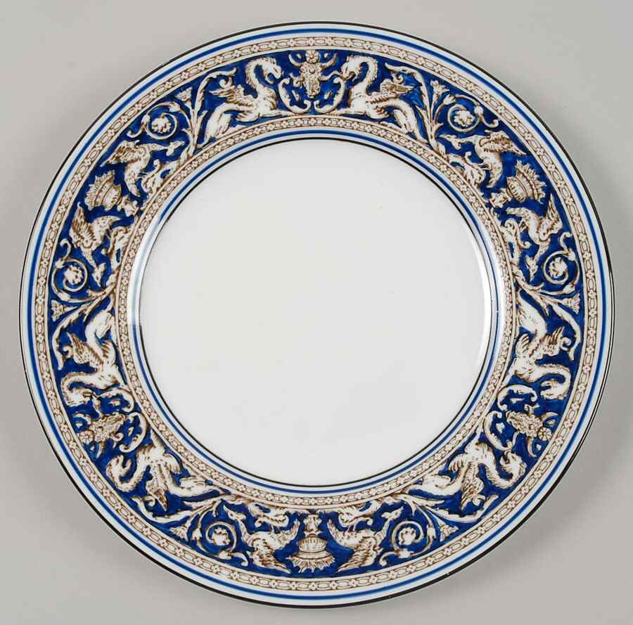 Florentine Blue (No Center Design, Black Trim) Salad Plate by Wedgwood-1