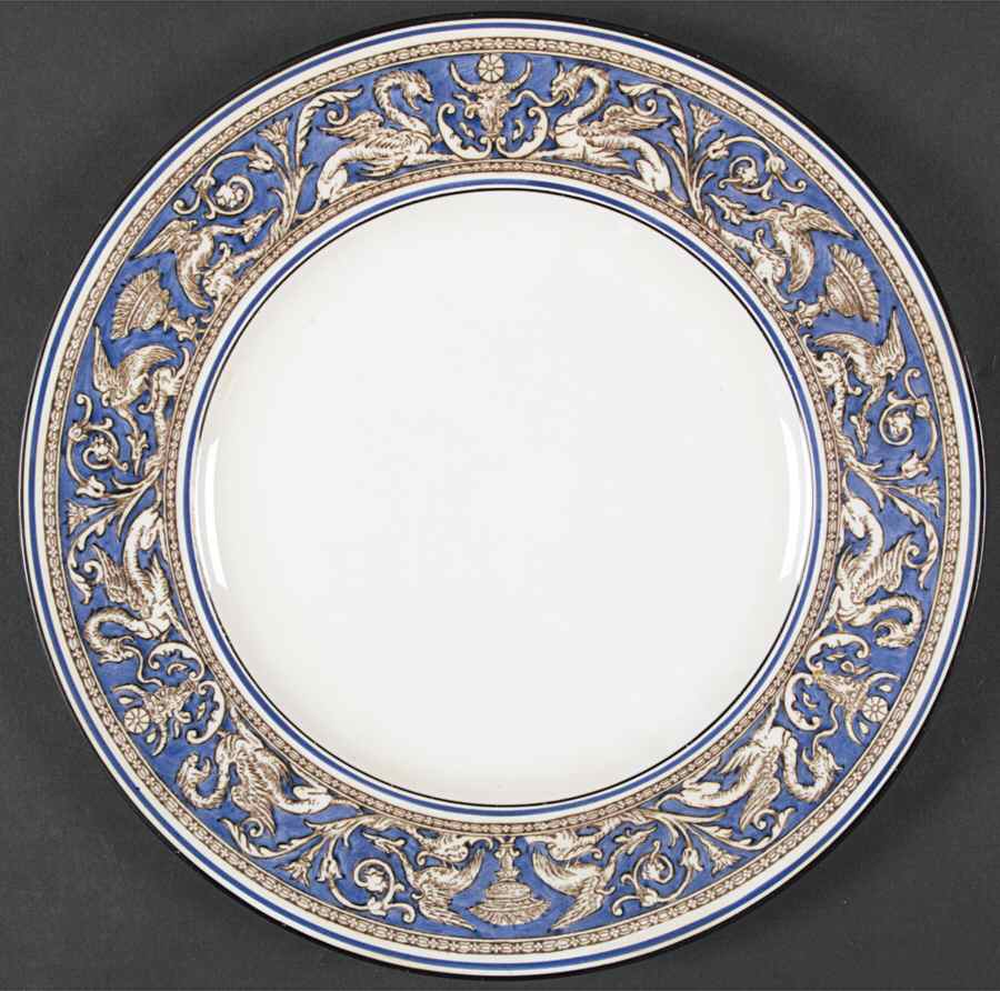Florentine Blue (No Center Design, Black Trim) Dinner Plate by Wedgwood-1