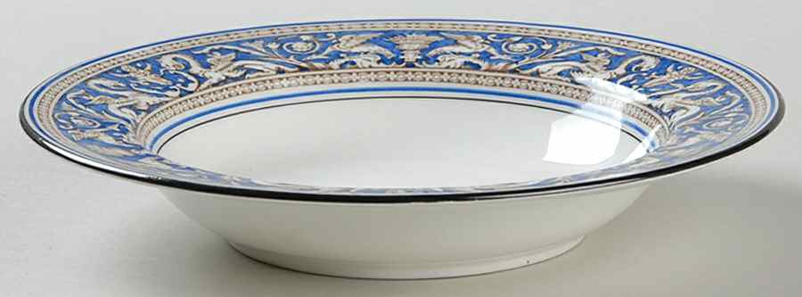 Florentine Blue (No Center Design, Black Trim) Rim Soup Bowl by Wedgwood-1