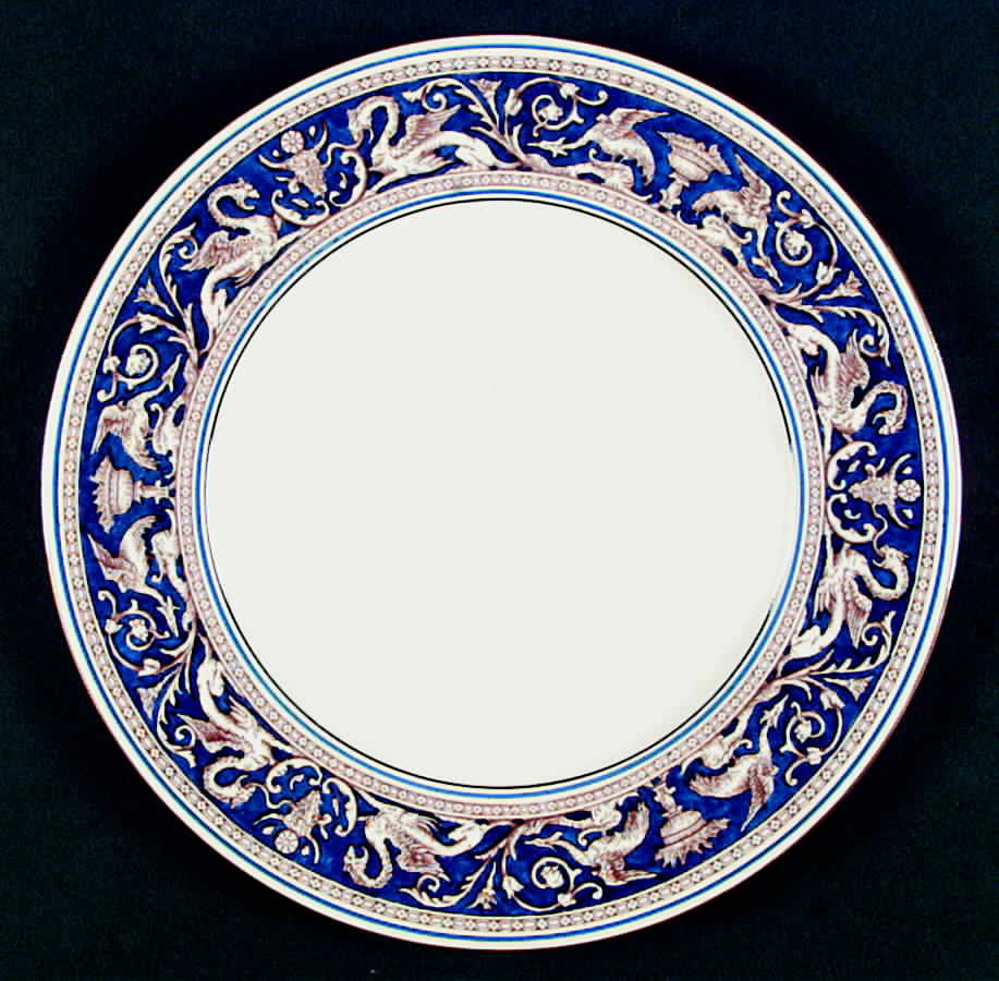 Florentine Blue (No Center Design, Gold Trim) Dinner Plate by Wedgwood-1