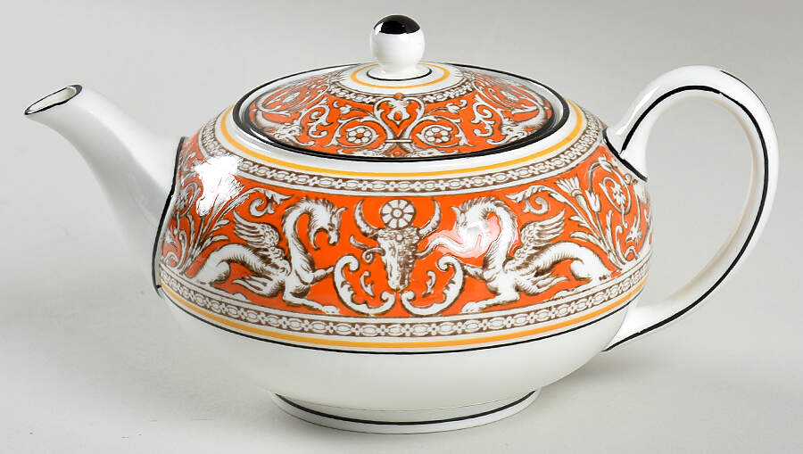 Florentine Orange (No Center Design, White) Small Teapot & Lid by Wedgwood-1