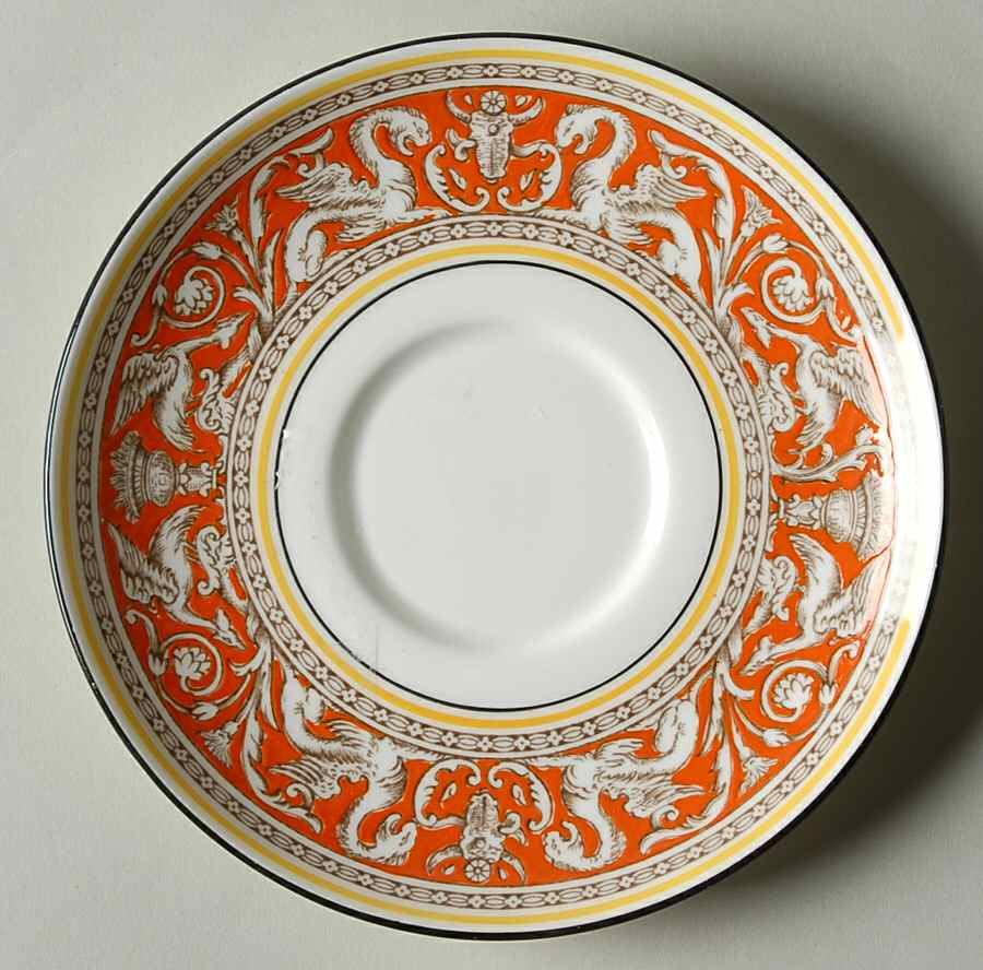Florentine Orange (No Center Design, White) Saucer for Cream Soup Bowl by Wedgwood-1