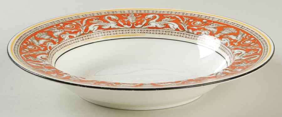 Florentine Orange (No Center Design, White) Rim Soup Bowl by Wedgwood-1