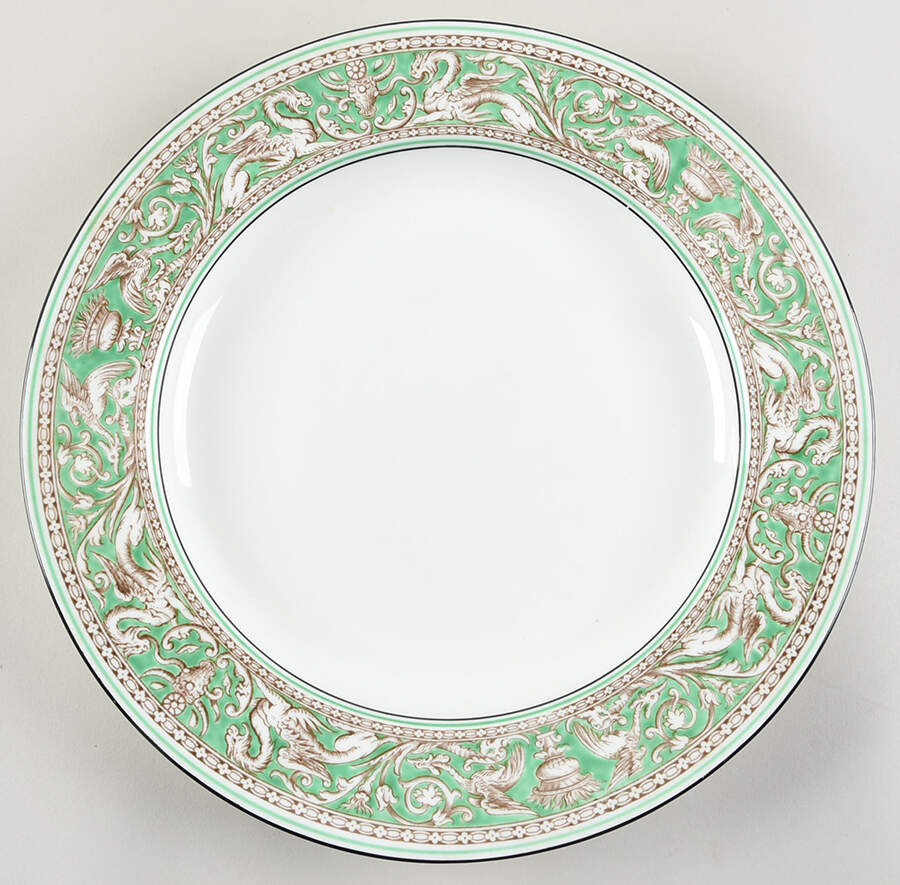 Florentine Green Rim (No Center Design, White) 13" Chop Plate (Round Platter) by Wedgwood-1