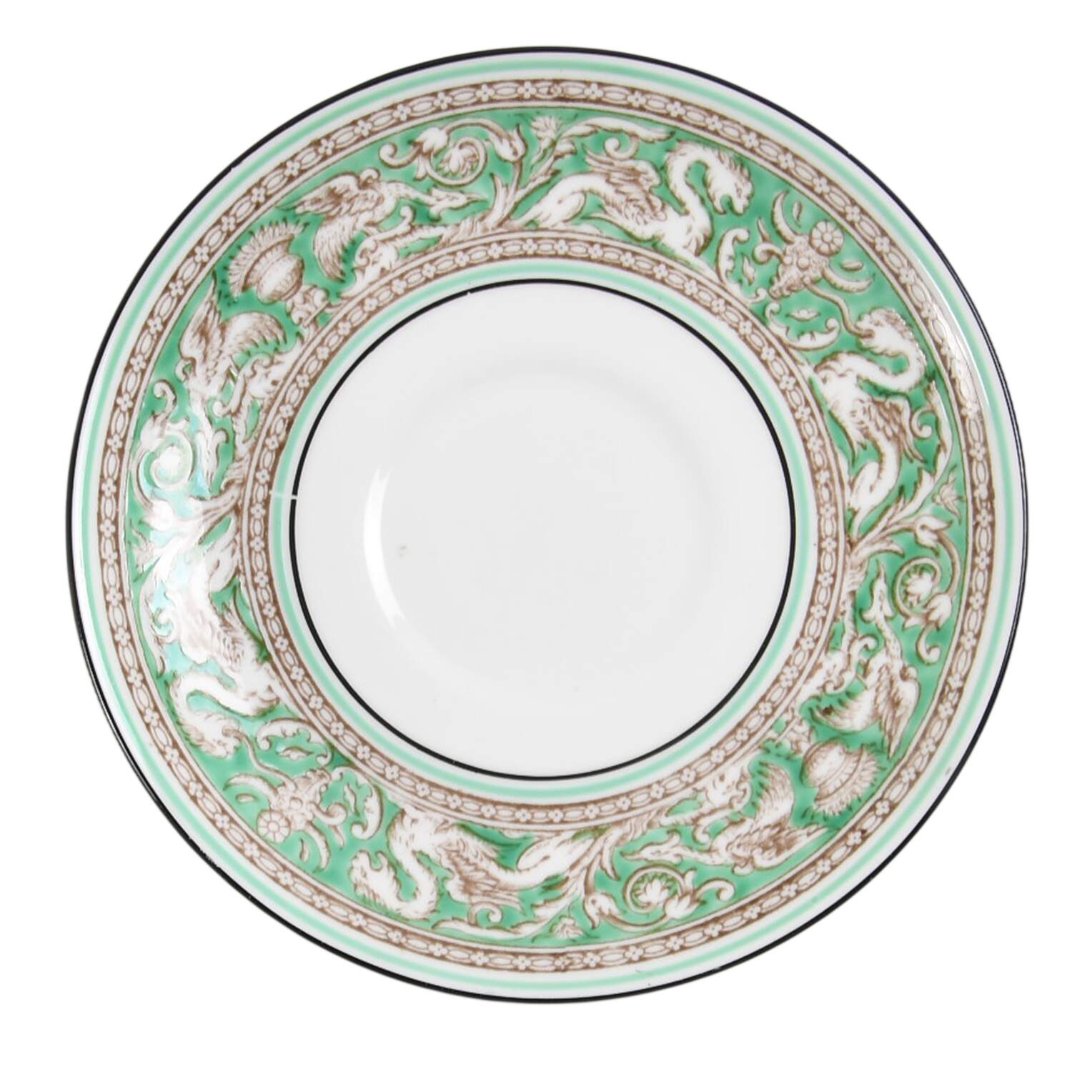 Florentine Green Rim (No Center Design, White) Saucer by Wedgwood-1