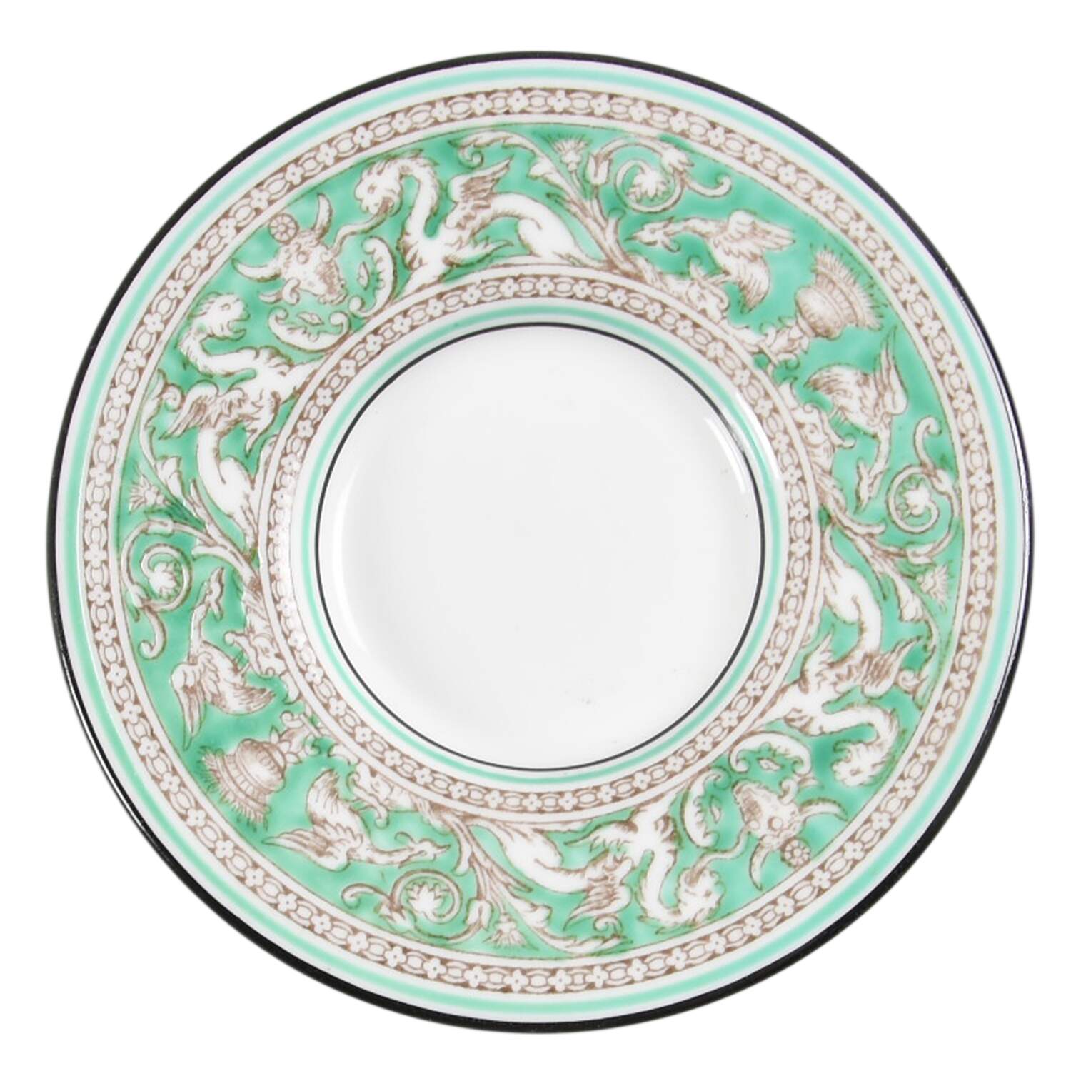 Florentine Green Rim (No Center Design, White) Saucer for Bond Shape Demitasse Cup by Wedgwood-1