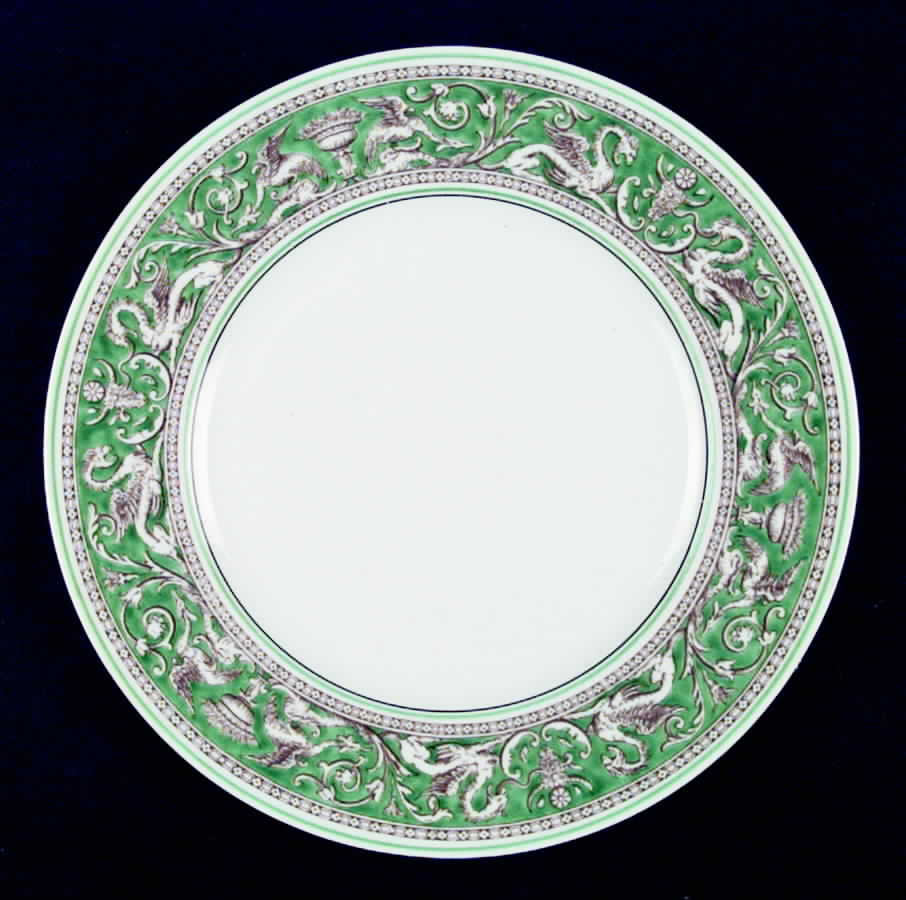 Florentine Green Rim (No Center Design, White) Dinner Plate by Wedgwood-1