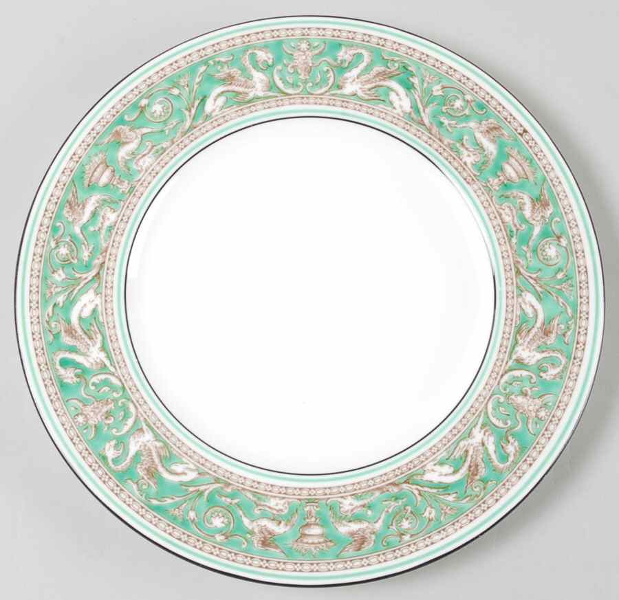 Florentine Green Rim (No Center Design, White) Luncheon Plate by Wedgwood-1