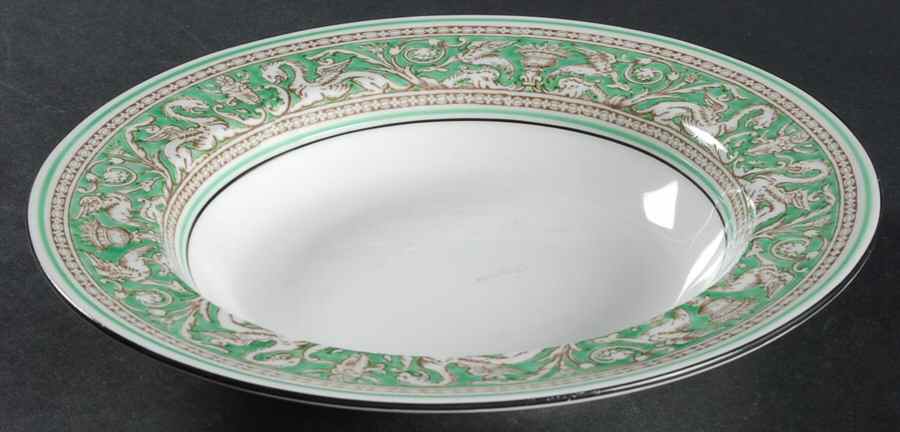 Florentine Green Rim (No Center Design, White) Rim Soup Bowl by Wedgwood-1