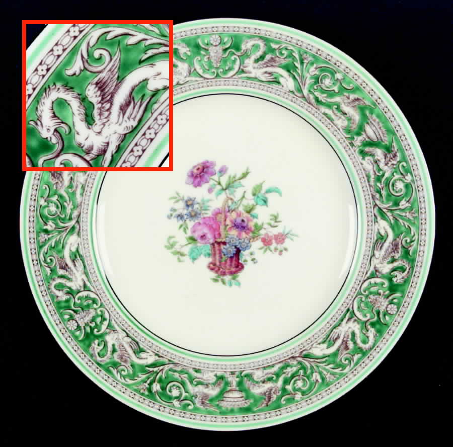 Florentine Green (Flower Basket Center) Dinner Plate by Wedgwood-1