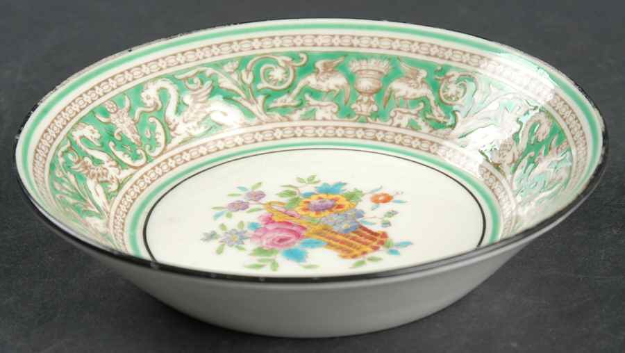 Florentine Green (Flower Basket Center) Fruit/Dessert (Sauce) Bowl by Wedgwood-1