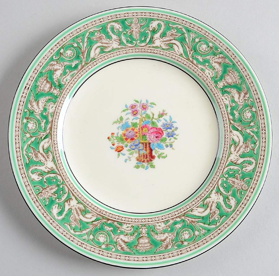 Florentine Green (Flower Basket Center) Salad Plate by Wedgwood-1