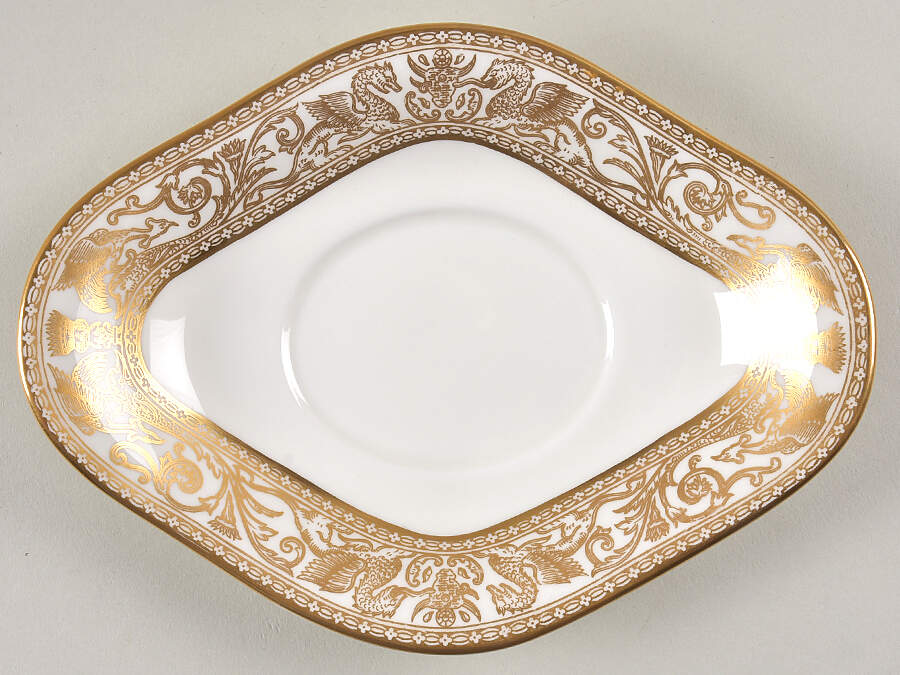 Florentine Gold (Gold Dragons, White) Underplate for Gravy Boat by Wedgwood-1