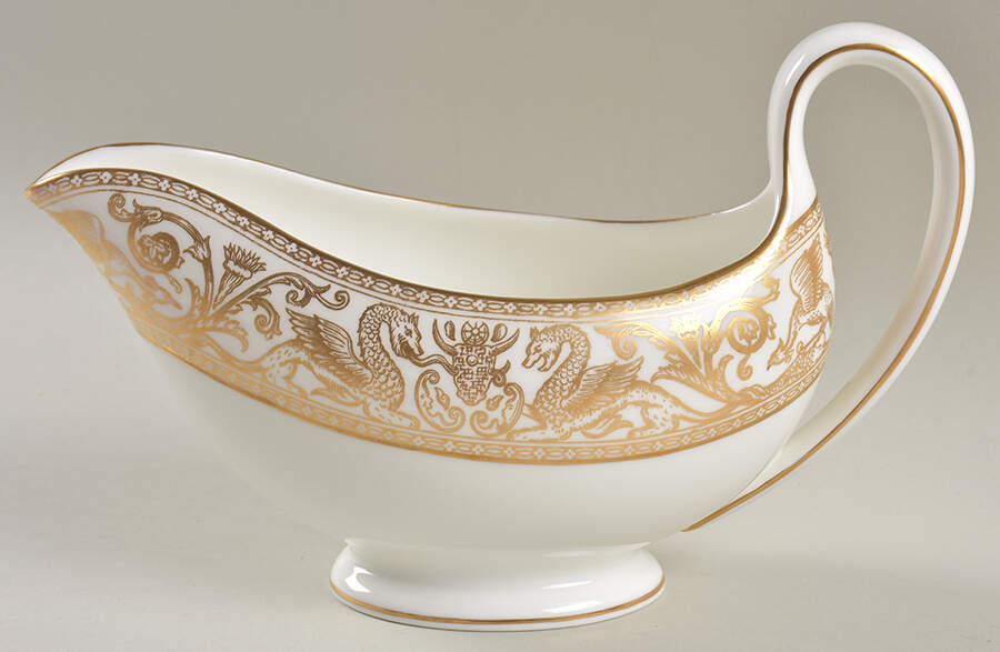 Florentine Gold (Gold Dragons, White) Gravy Boat by Wedgwood-1