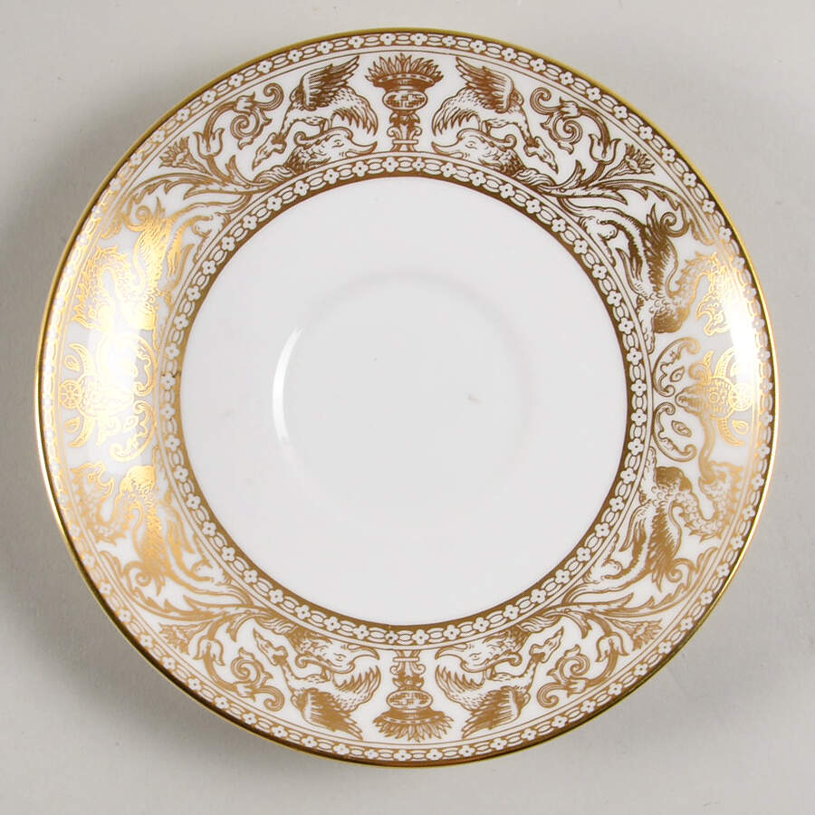 Florentine Gold (Gold Dragons, White) Saucer for Leigh Shape Footed Cup by Wedgwood-1