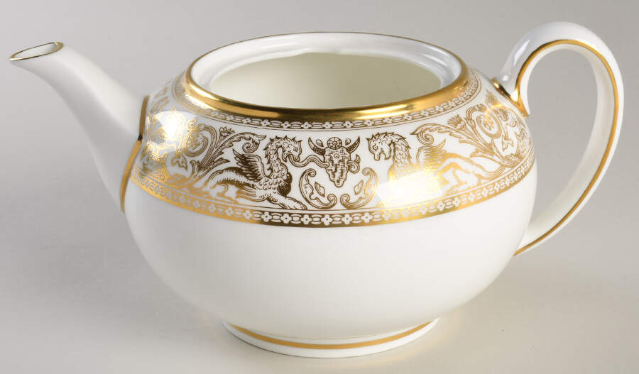 Florentine Gold (Gold Dragons, White) Teapot No Lid by Wedgwood-1