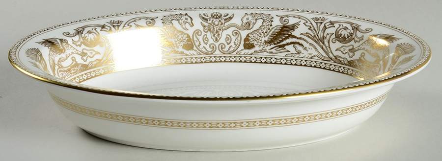 Florentine Gold (Gold Dragons, White) 11" Oval Vegetable Bowl by Wedgwood-1