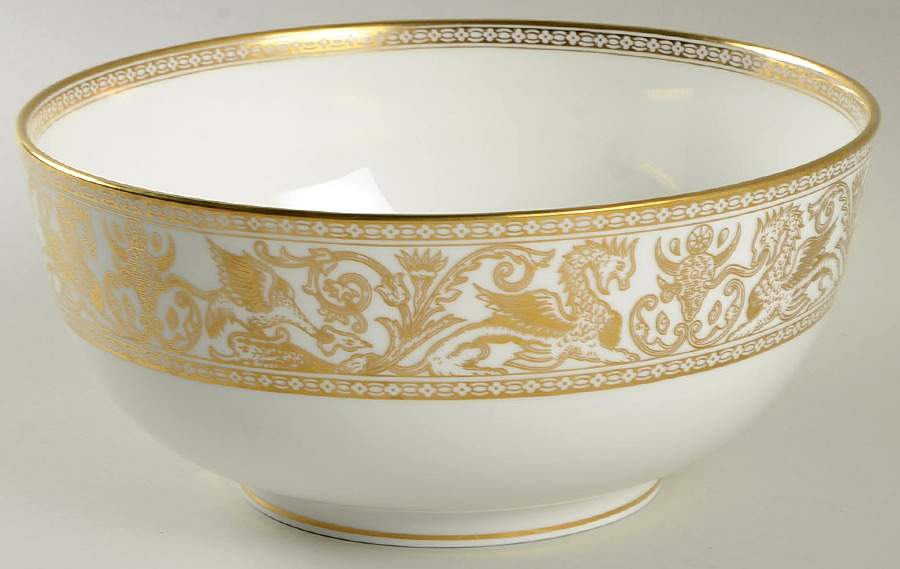 Florentine Gold (Gold Dragons, White) 8" Salad Serving Bowl by Wedgwood-1