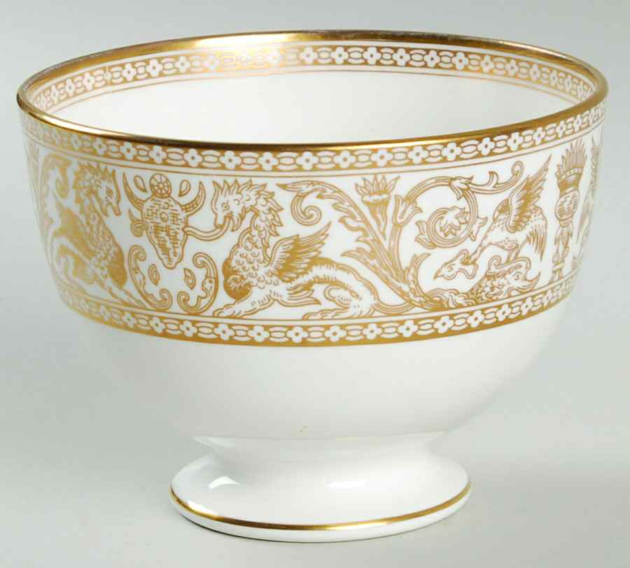 Florentine Gold (Gold Dragons, White) Open Sugar Bowl by Wedgwood-1