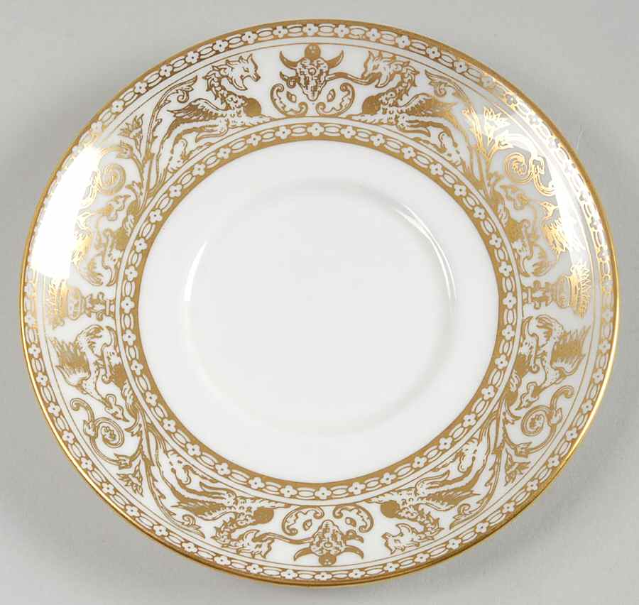 Florentine Gold (Gold Dragons, White) Saucer for Bond Shape Demitasse Cup by Wedgwood-1