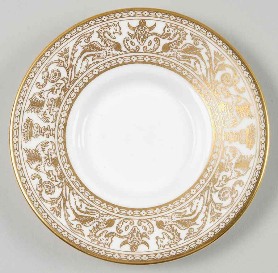 Florentine Gold (Gold Dragons, White) Saucer for Bond Shape Demitasse Cup by Wedgwood-1
